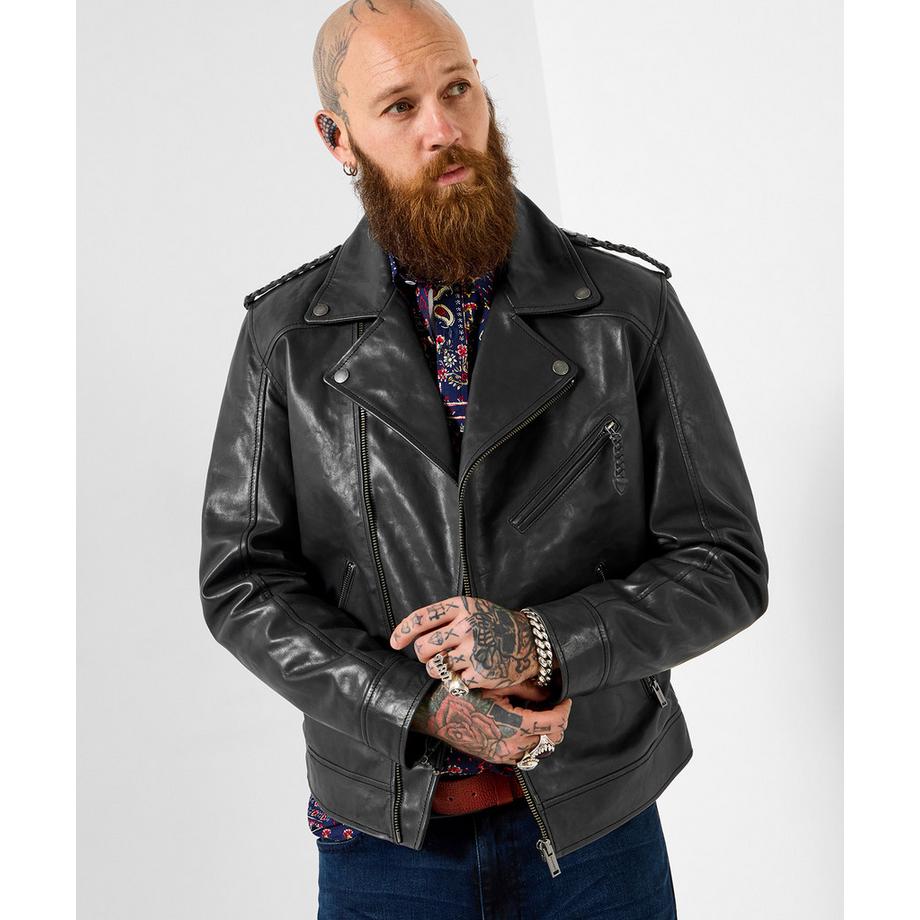 Lederjacke im Motorradstil aus Schafsleder