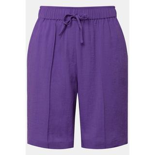 Ulla Popken  Shorts con taglio della gamba ampio, nervature e cintura elastica 