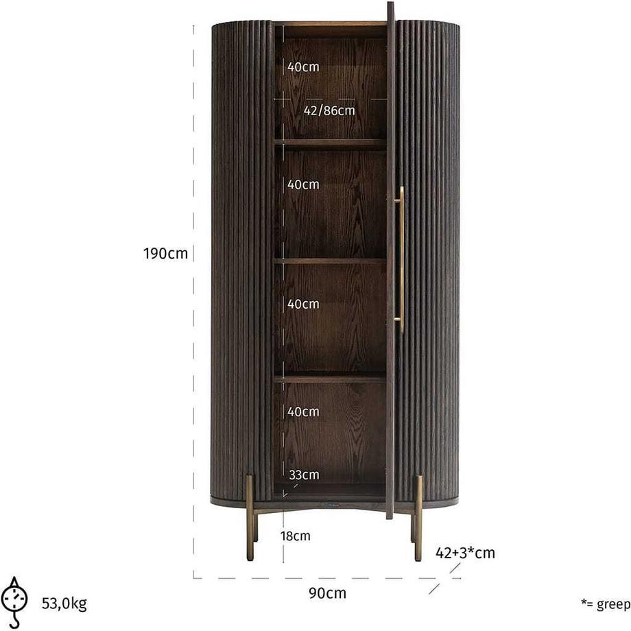 mutoni Schrank Luxor gold gebürstet 90  