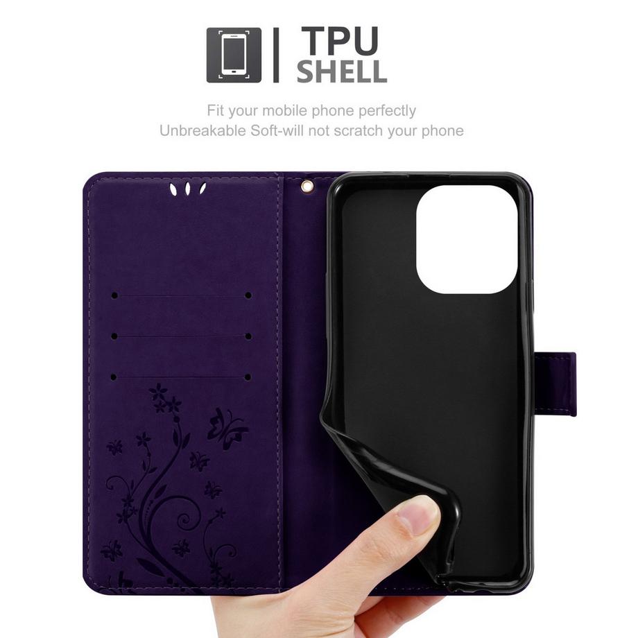 Cadorabo  Hülle für Apple iPhone 14 PRO Blumen Design Magnetverschluss 