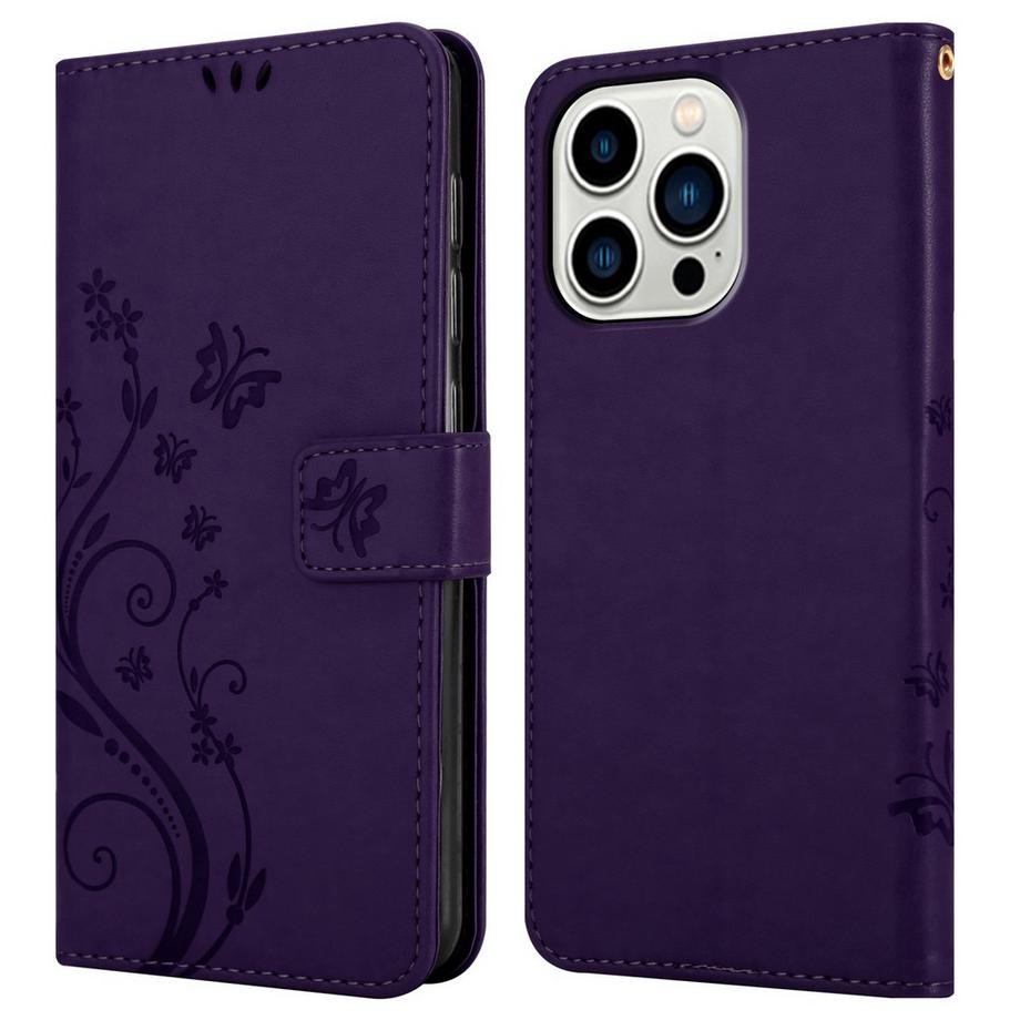 Cadorabo  Hülle für Apple iPhone 14 PRO Blumen Design Magnetverschluss 