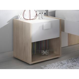 Vente-unique Lot de 2 tables de chevet 1 tiroir et 1 niche - Coloris : Naturel et blanc - SONIA  