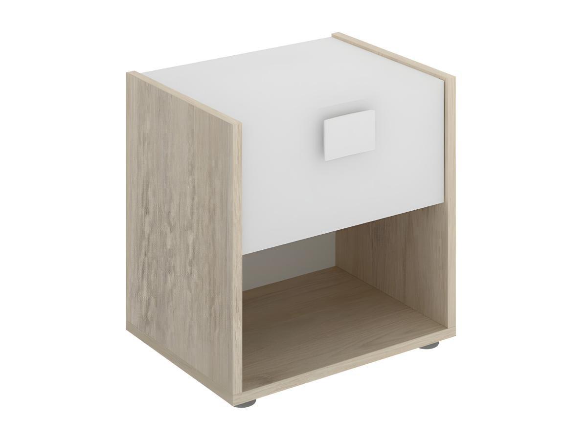 Vente-unique Lot de 2 tables de chevet 1 tiroir et 1 niche - Coloris : Naturel et blanc - SONIA  