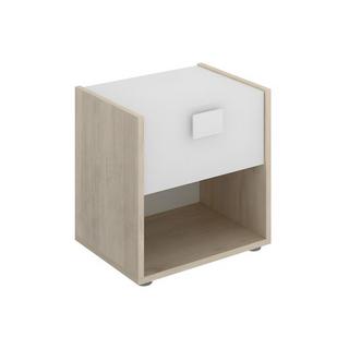 Vente-unique Lot de 2 tables de chevet 1 tiroir et 1 niche - Coloris : Naturel et blanc - SONIA  