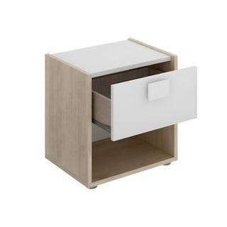 Vente-unique Lot de 2 tables de chevet 1 tiroir et 1 niche - Coloris : Naturel et blanc - SONIA  