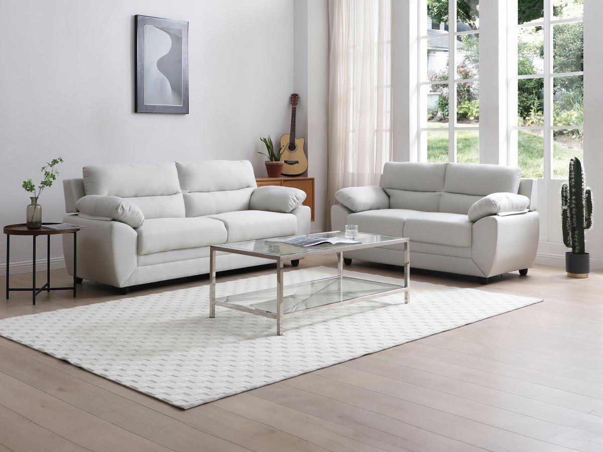 Vente-unique Sofa 3-Sitzer & 2-Sitzer - Stoff - Beige - MANOA  