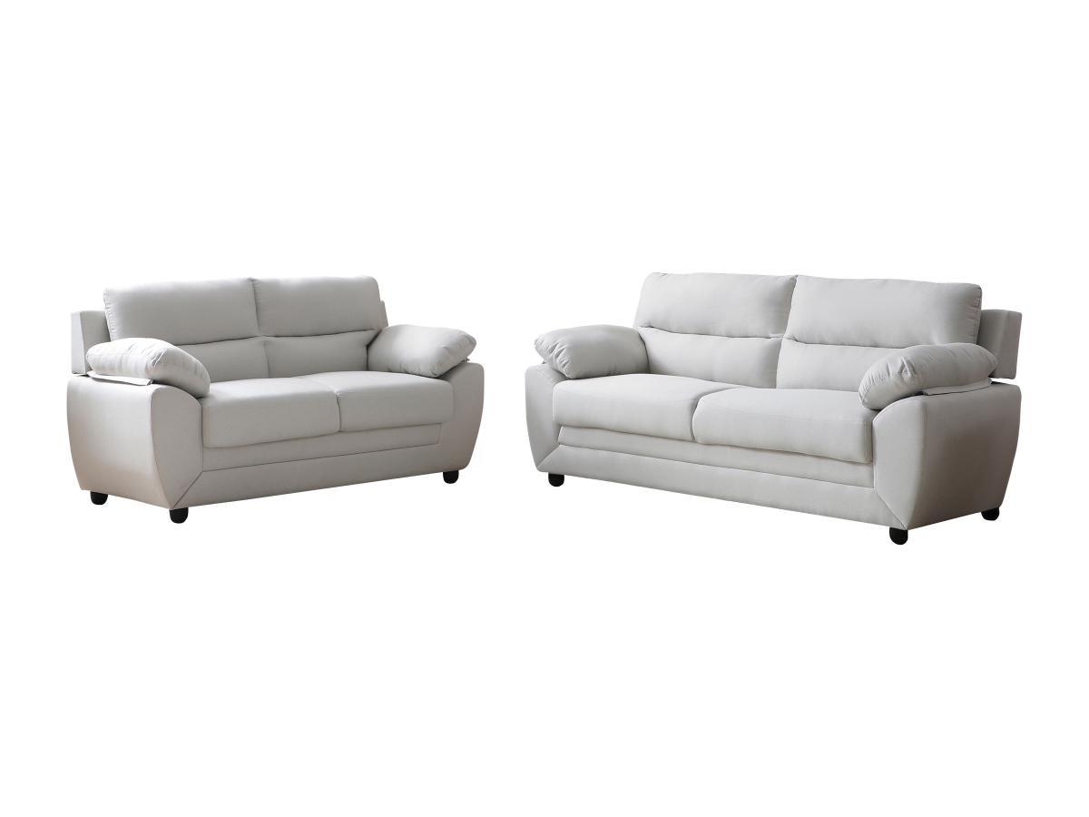 Vente-unique Sofa 3-Sitzer & 2-Sitzer - Stoff - Beige - MANOA  