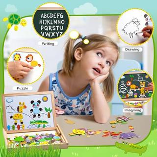 Activity-board  puzzle magnétique en bois chevalet tableau double face tableau en bois gribouiller 