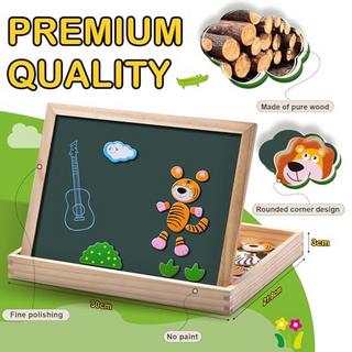 Activity-board  puzzle magnétique en bois chevalet tableau double face tableau en bois gribouiller 