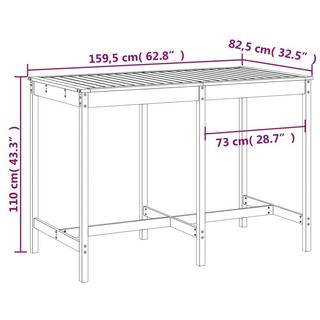 VidaXL Table de jardin bois de pin  