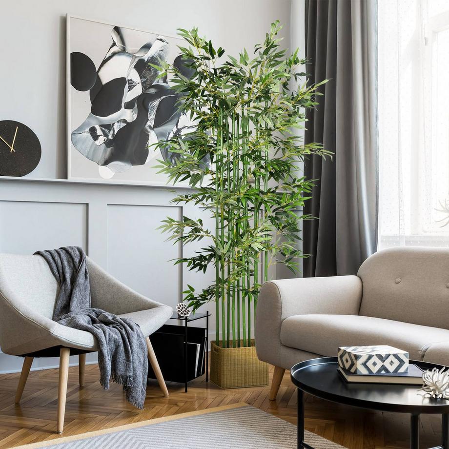 Northio Bambù artificiale 180 cm Pianta artificiale in vaso di legno di pino Pianta d'appartamento Piante artificiali per piante decorative per interni ed esterni Verde  