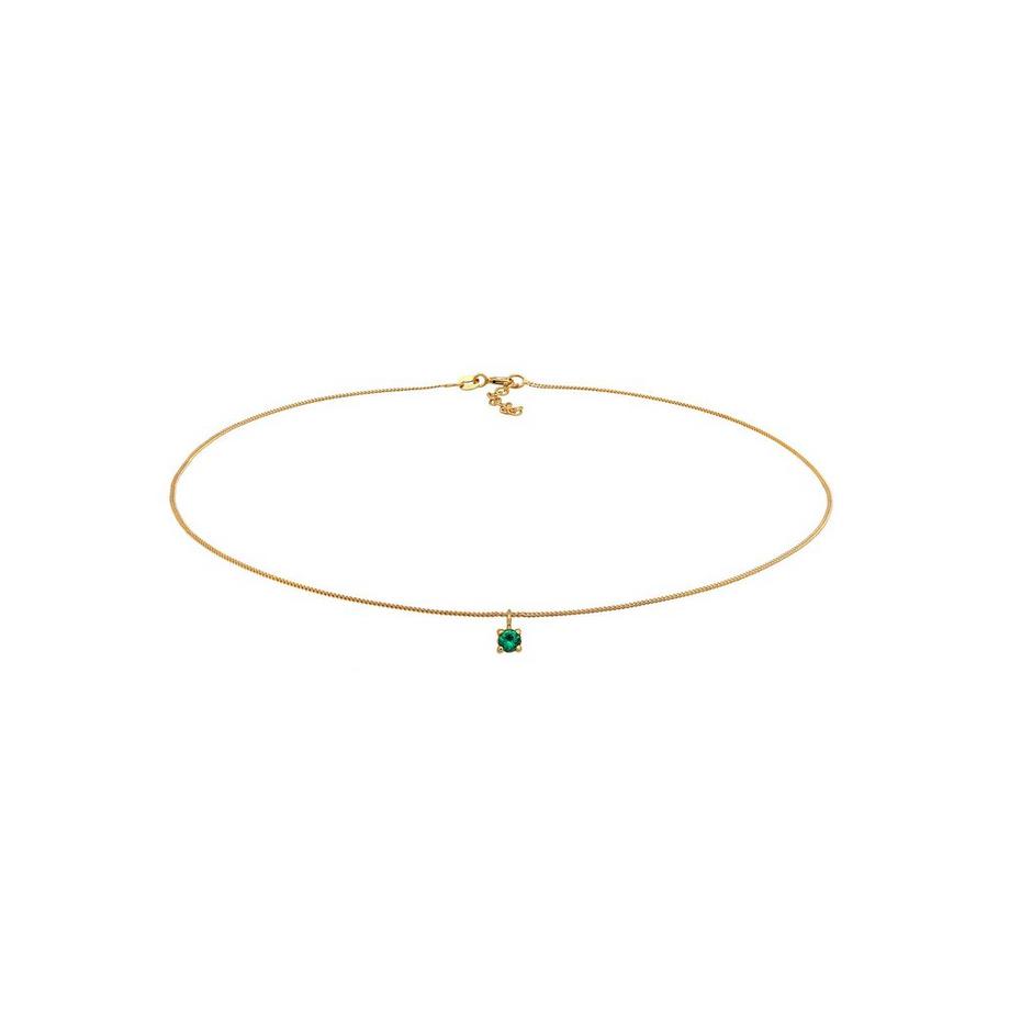 Elli  Halskette Elli Halskette Choker Synthetischer Smaragd 925 Silber Vergoldet 