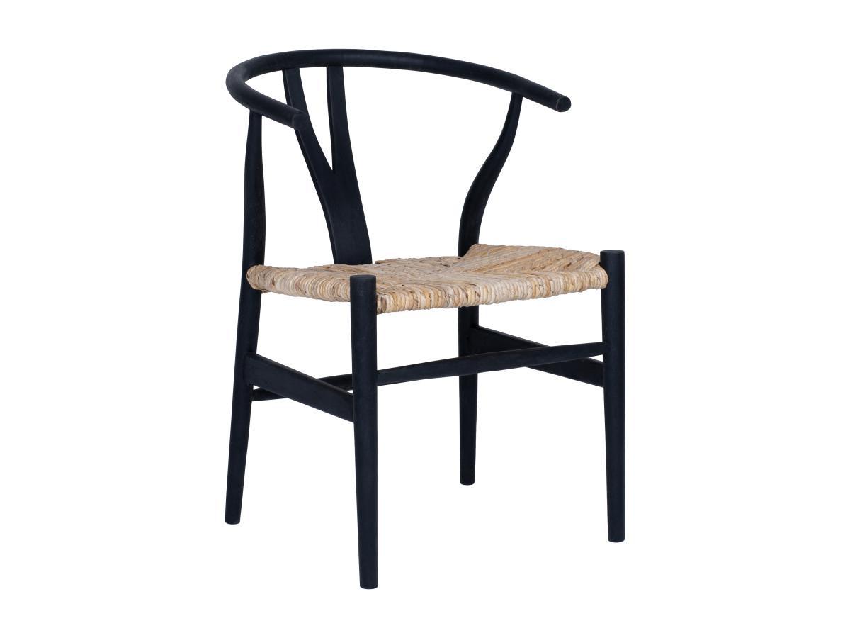 Vente-unique Lot de 6 chaises en teck et paille - Noir et Naturel - POGIANA  