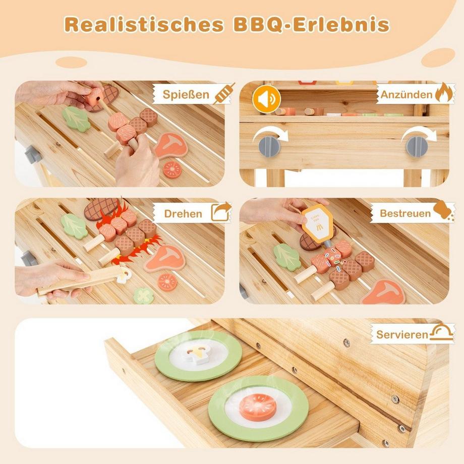 Northio  Ensemble de jeu de barbecue pour enfants avec nourriture de jeu et outils et accessoires de gril ensemble de cuisine 
