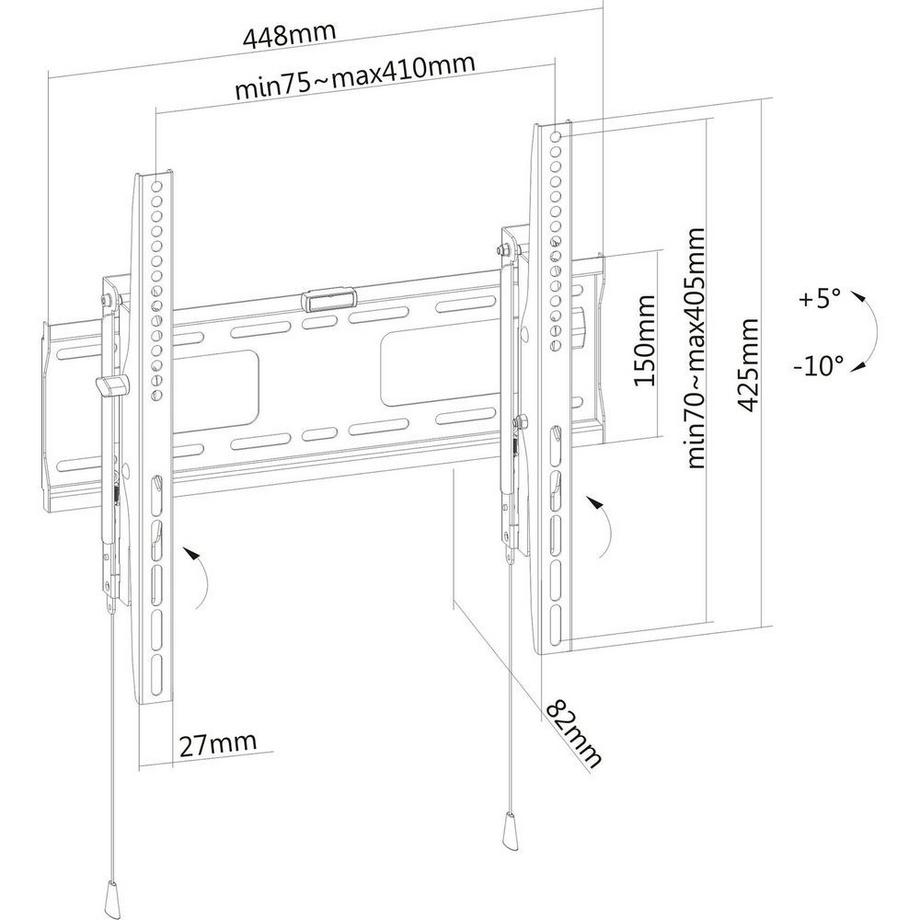 PureMounts  Wandhalterung PM-BTL400 , Schwarz (Wand, 55 ", 50 kg) 
