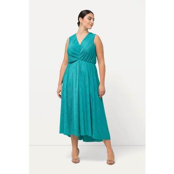 Robe maxi plissée sans manches, drapé et décolleté en V