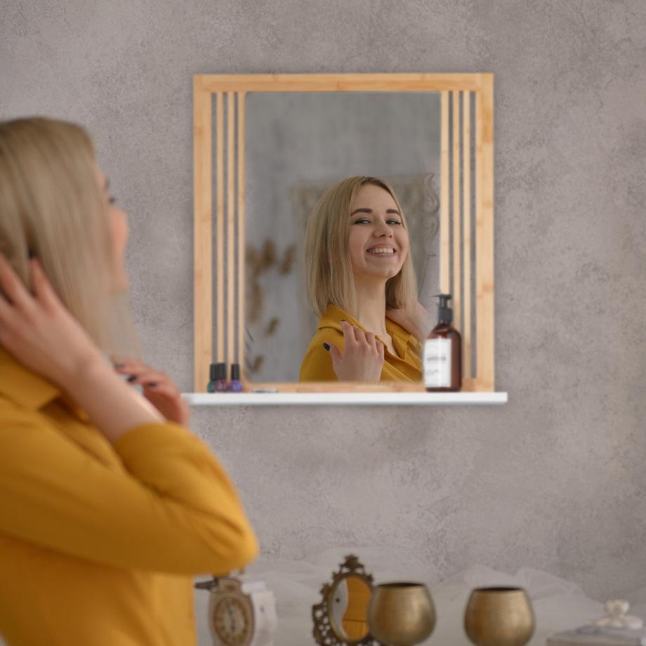 Northio Bambus-Badezimmerspiegel mit Ablage  
