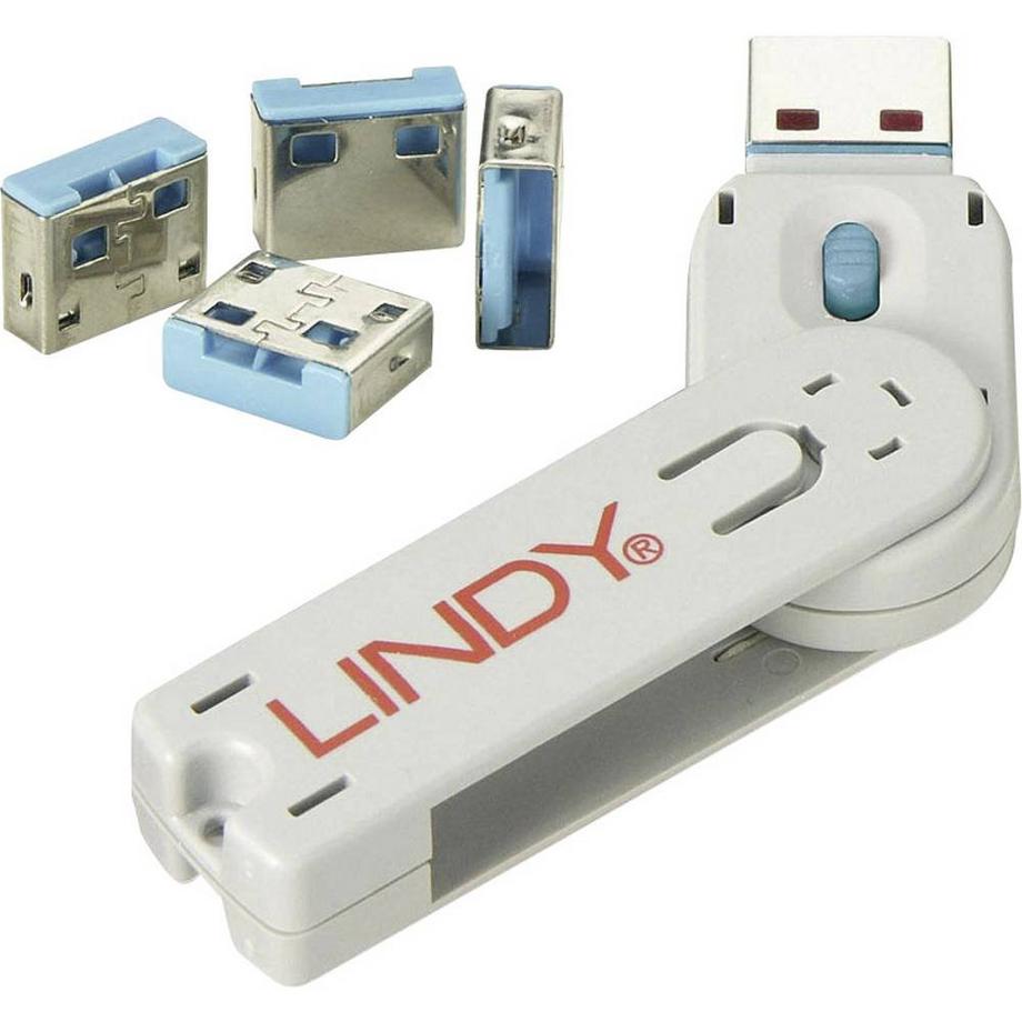LINDY  LINDY USB Port Schloss (4 Stück) mit Schlüssel: Code 