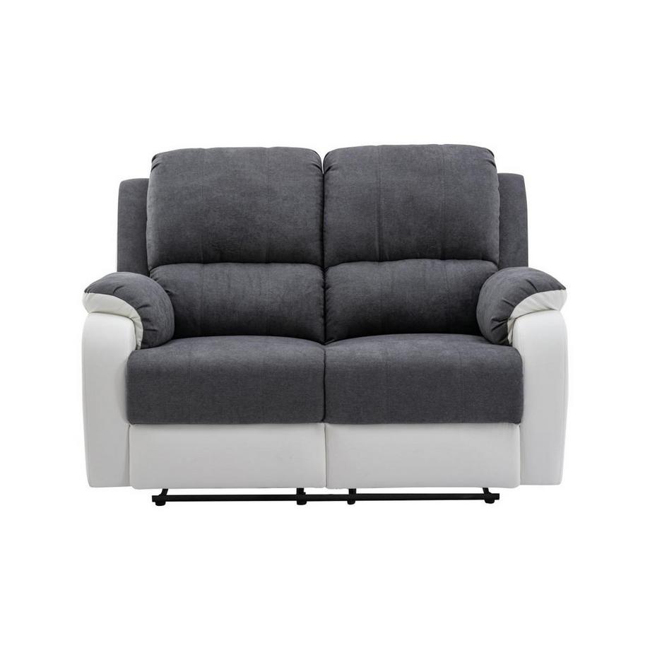 Vente-unique Canapé 2 places relax en microfibre et simili gris et blanc BRODY  