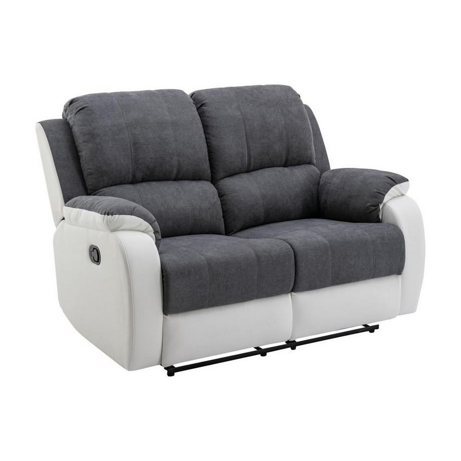 Vente-unique Canapé 2 places relax en microfibre et simili gris et blanc BRODY  