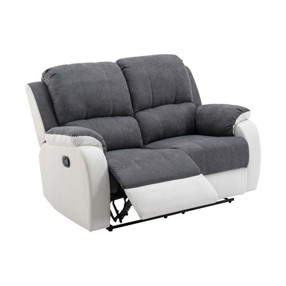 Vente-unique Canapé 2 places relax en microfibre et simili gris et blanc BRODY  