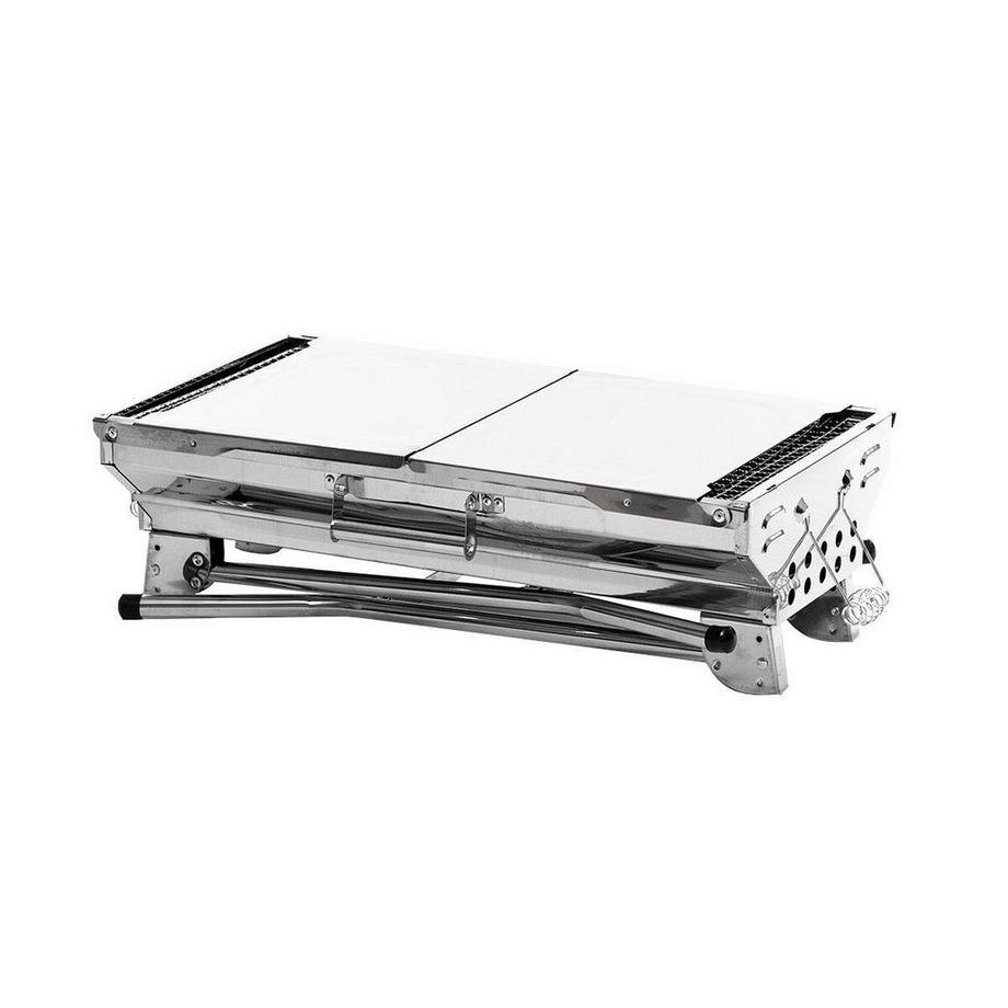 InnovaGoods  Tragbarer Holzkohlegrill – zusammenklappbar – Edelstahl 