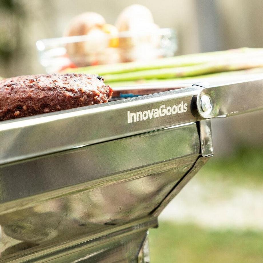 InnovaGoods  Tragbarer Holzkohlegrill – zusammenklappbar – Edelstahl 