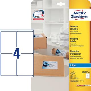 Avery-Zweckform AVERY ZWECKFORM Adressetiketten 99,1x139mm J8169-25 weiss 100 Stück  