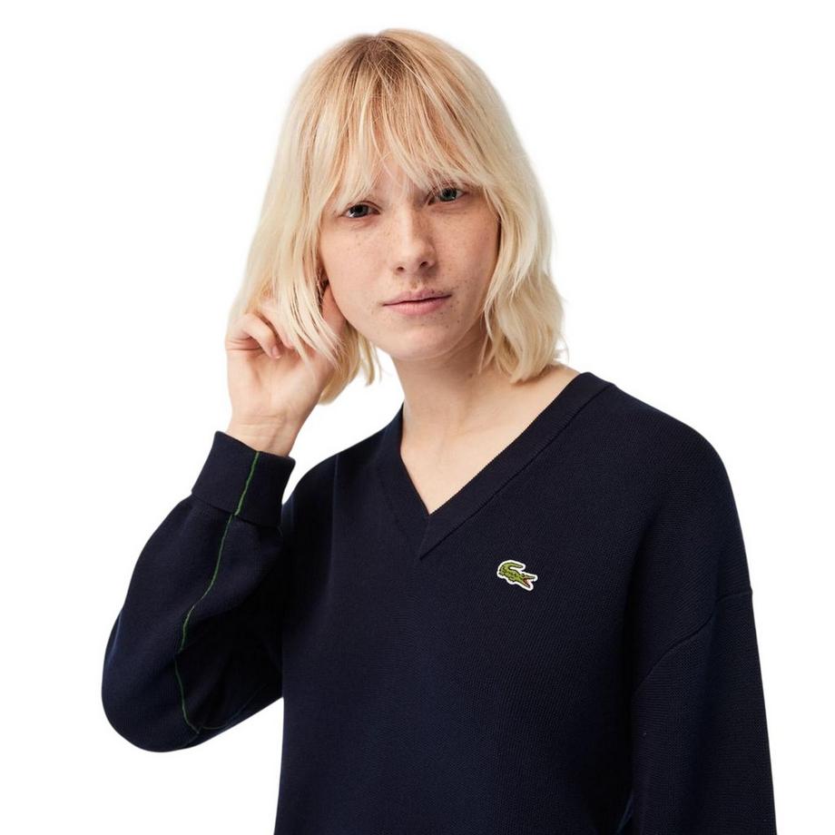 LACOSTE Top Pull à Col V Côtelé  
