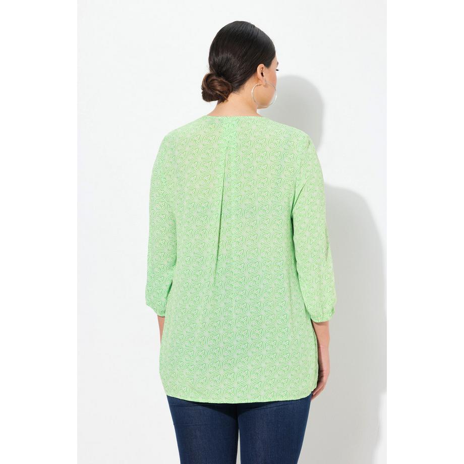 Ulla Popken Blusa Linea ad A Inserto Smock Motivo Minimal  