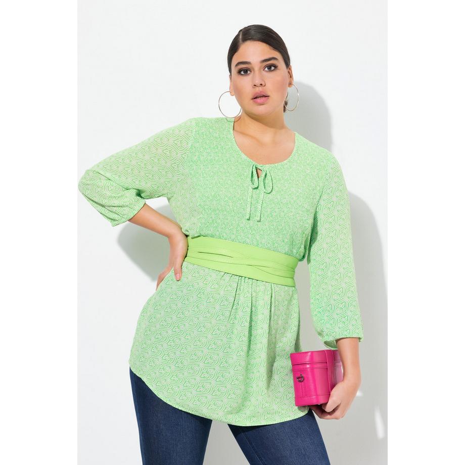 Ulla Popken Blusa Linea ad A Inserto Smock Motivo Minimal  