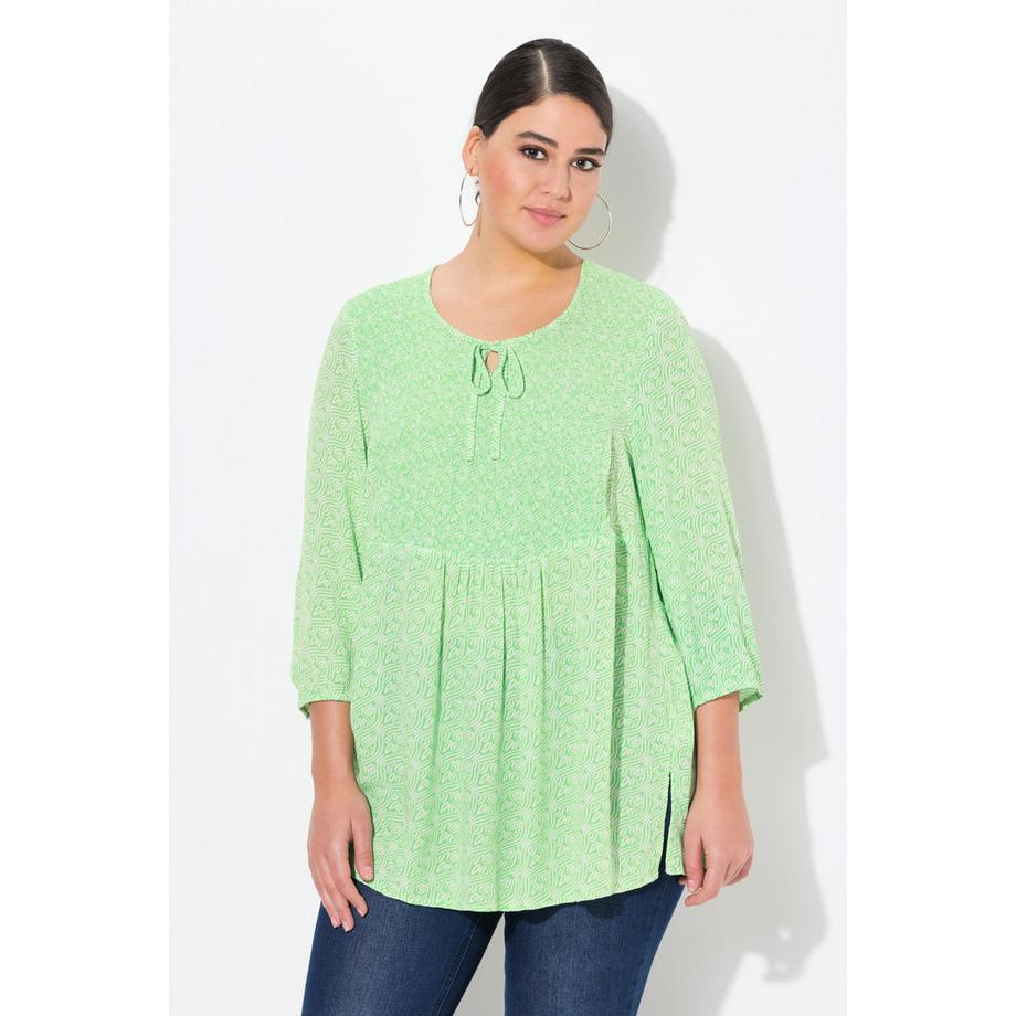 Ulla Popken Blusa Linea ad A Inserto Smock Motivo Minimal  