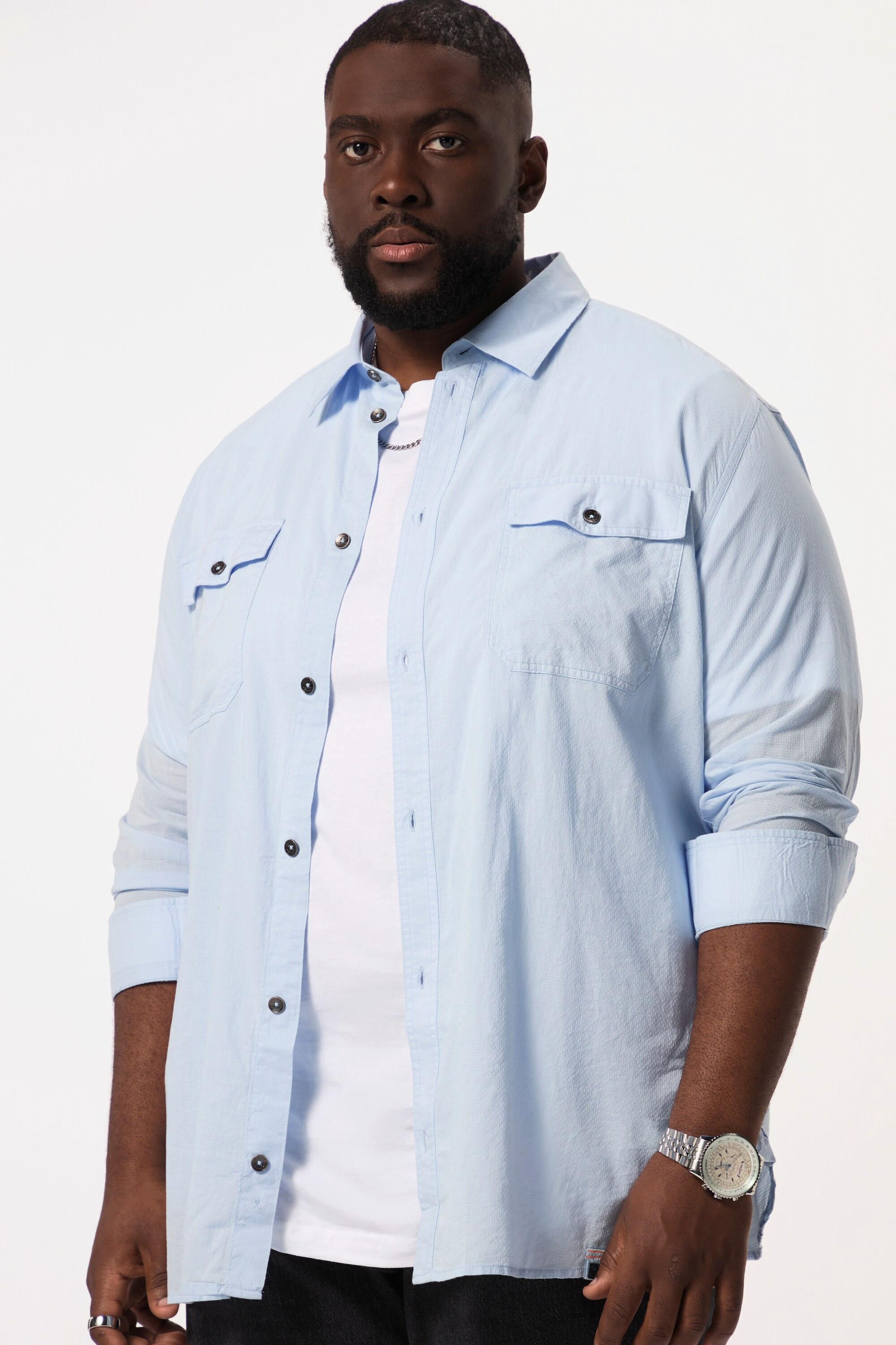 Sthuge  Chemise en jean STHUGE, manches longues et col Kent. Coupe Modern Fit avec détails destroy. Jusqu'au 8 XL. 