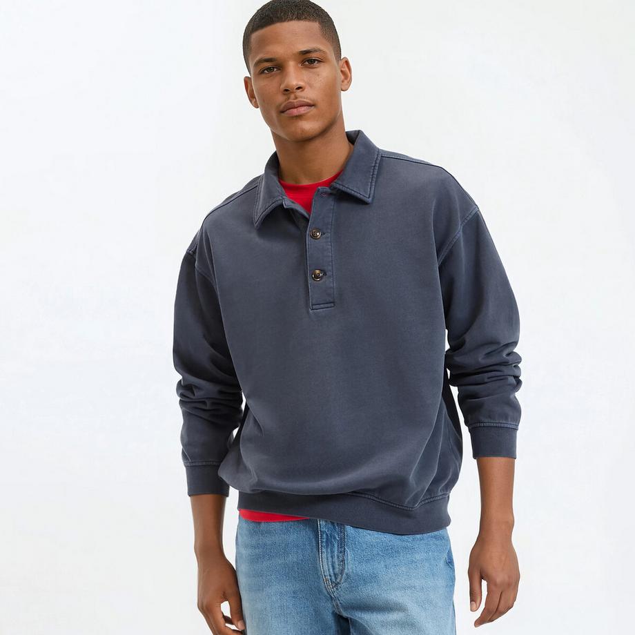 Boxy-Sweatshirt mit Polokragen