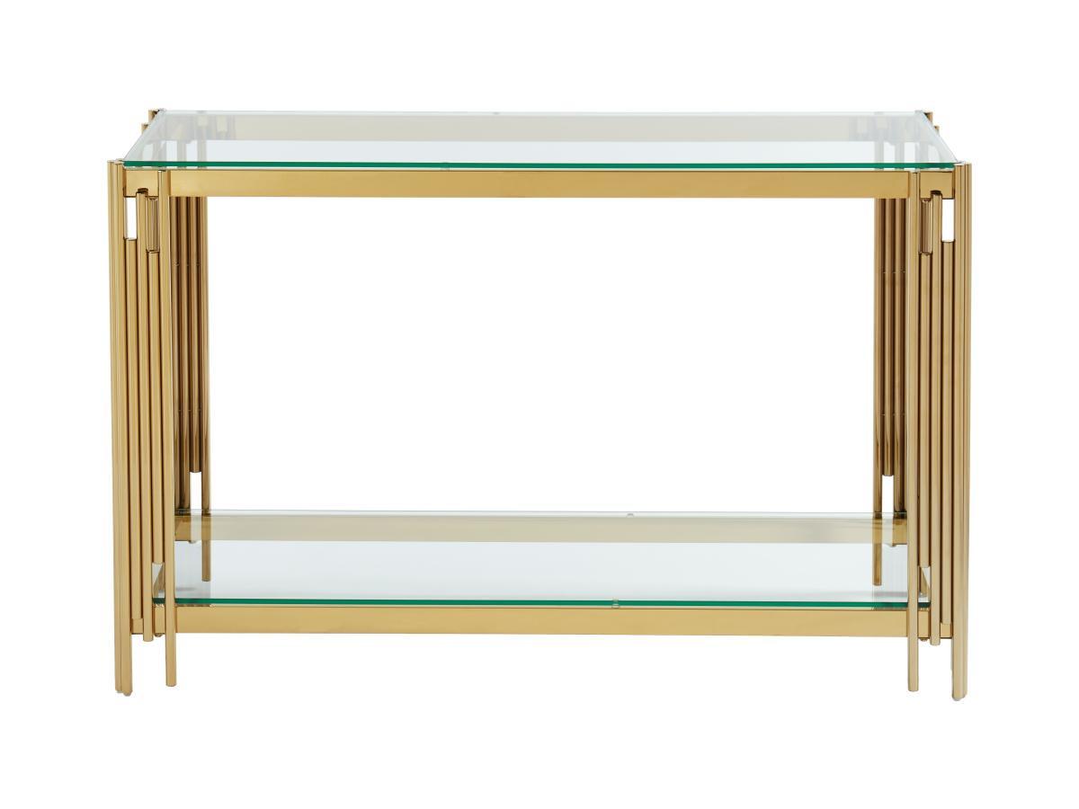 PASCAL MORABITO Console avec 1 étagère en verre trempé et acier inoxydable - Doré - NOMELANO de Pascal MORABITO  