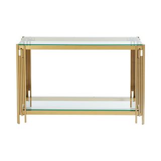 PASCAL MORABITO Console avec 1 étagère en verre trempé et acier inoxydable - Doré - NOMELANO de Pascal MORABITO  