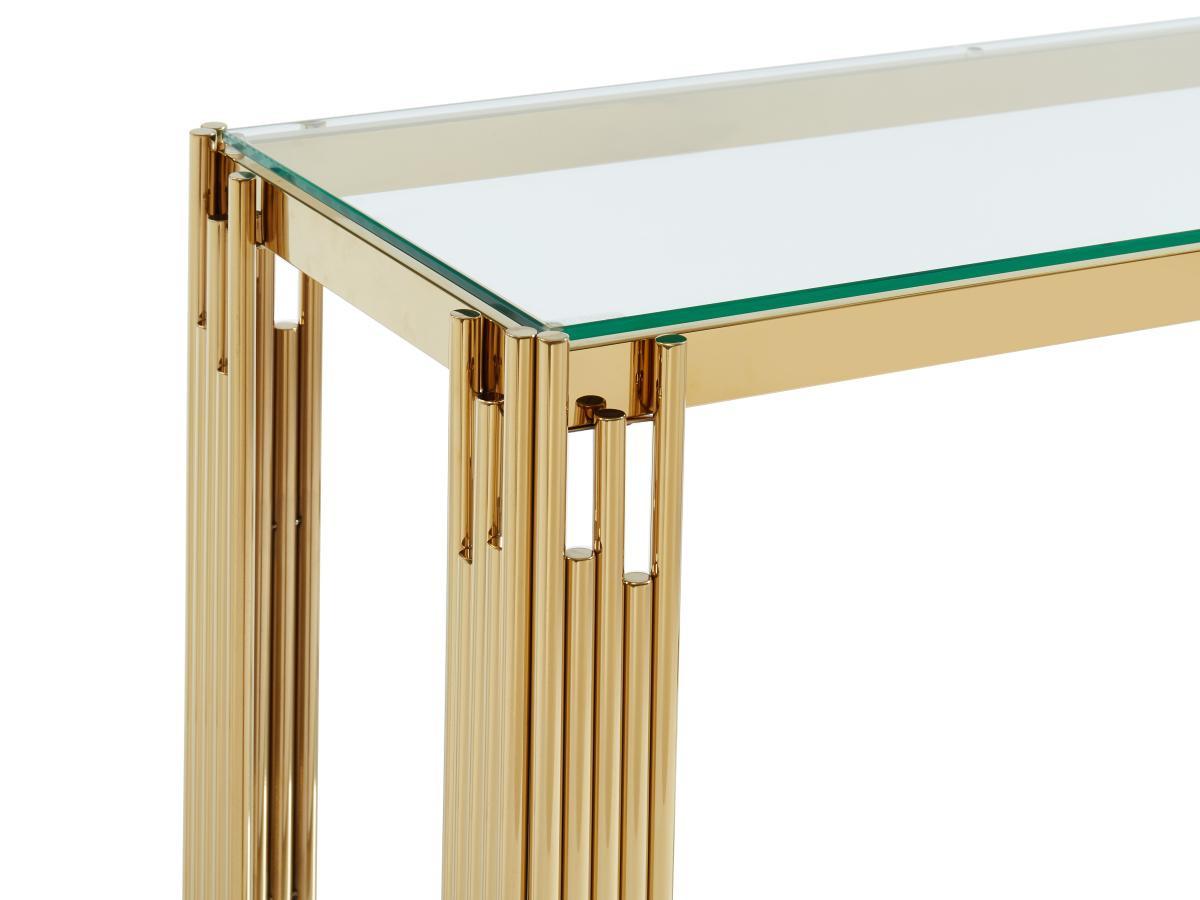 PASCAL MORABITO Console avec 1 étagère en verre trempé et acier inoxydable - Doré - NOMELANO de Pascal MORABITO  
