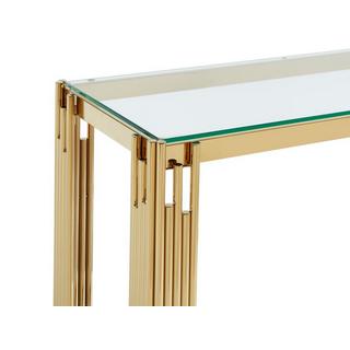 PASCAL MORABITO Console avec 1 étagère en verre trempé et acier inoxydable - Doré - NOMELANO de Pascal MORABITO  