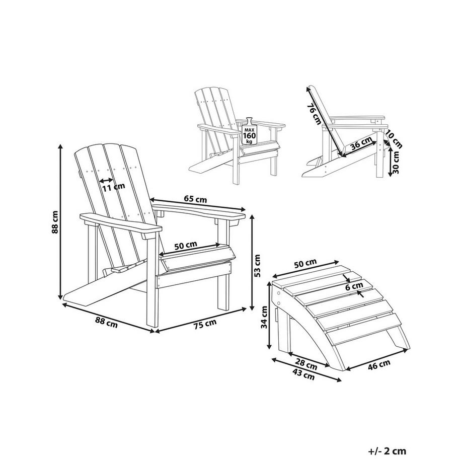 Beliani Gartenstuhl aus Kunstholz Retro ADIRONDACK  