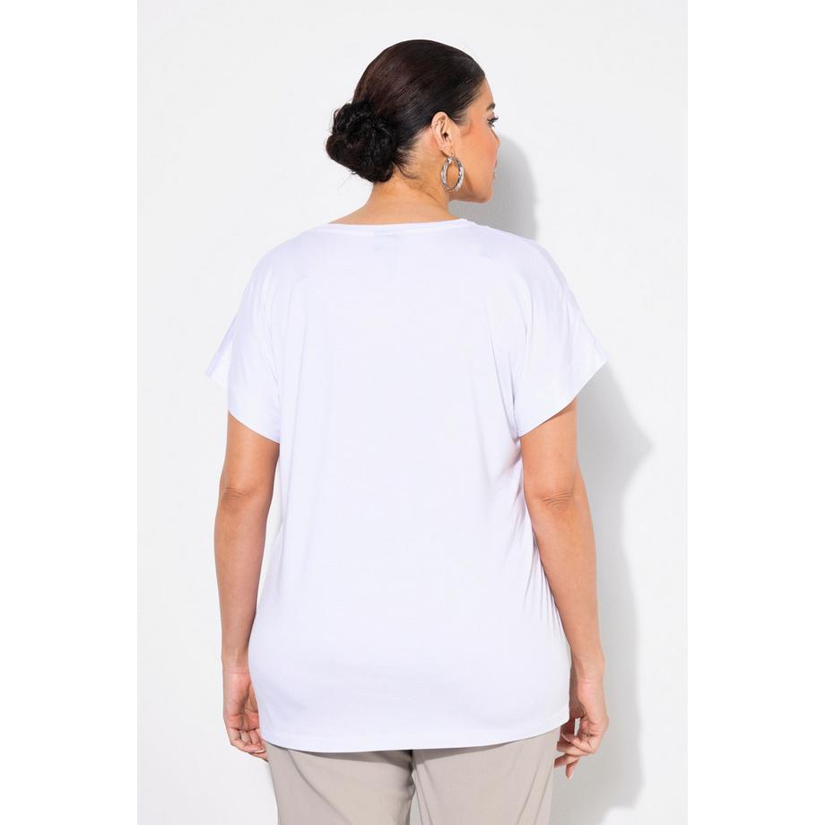 Ulla Popken T-Shirt Oversize Imprimé Floral Col Rond Manches Courtes  