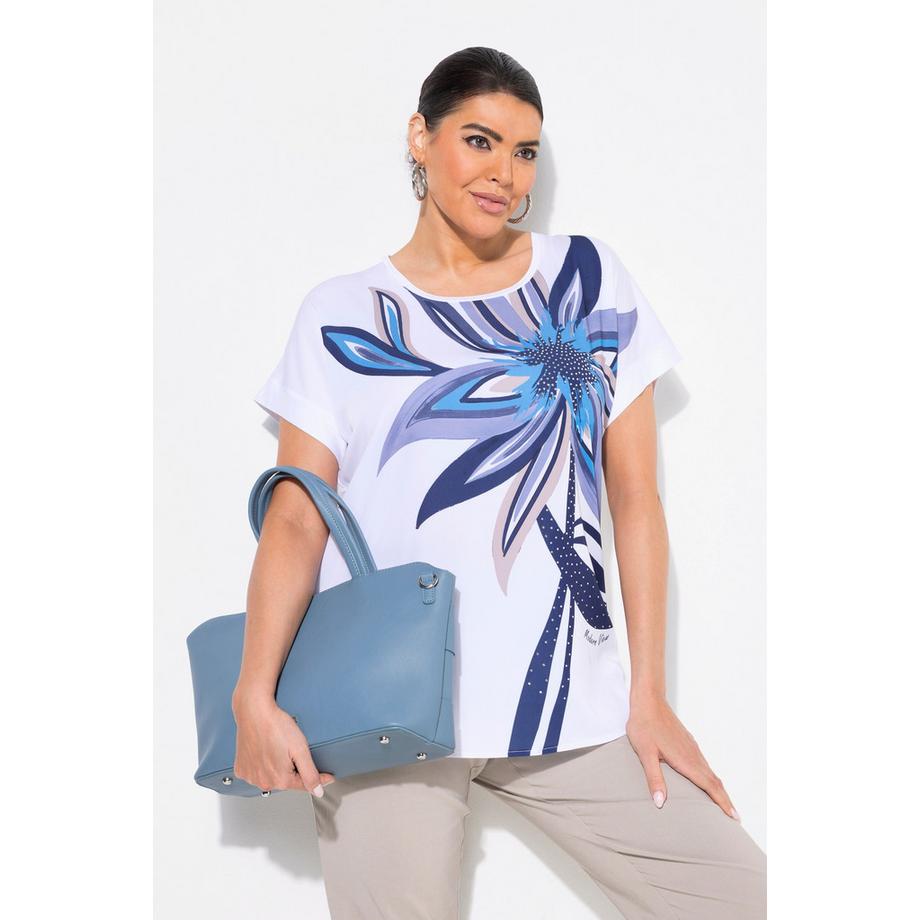 Ulla Popken T-Shirt Oversize Imprimé Floral Col Rond Manches Courtes  