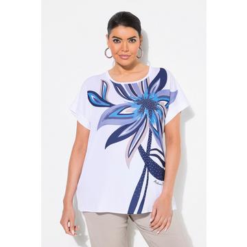 T-shirt oversize. Motif fleur. Encolure ronde et manches courtes