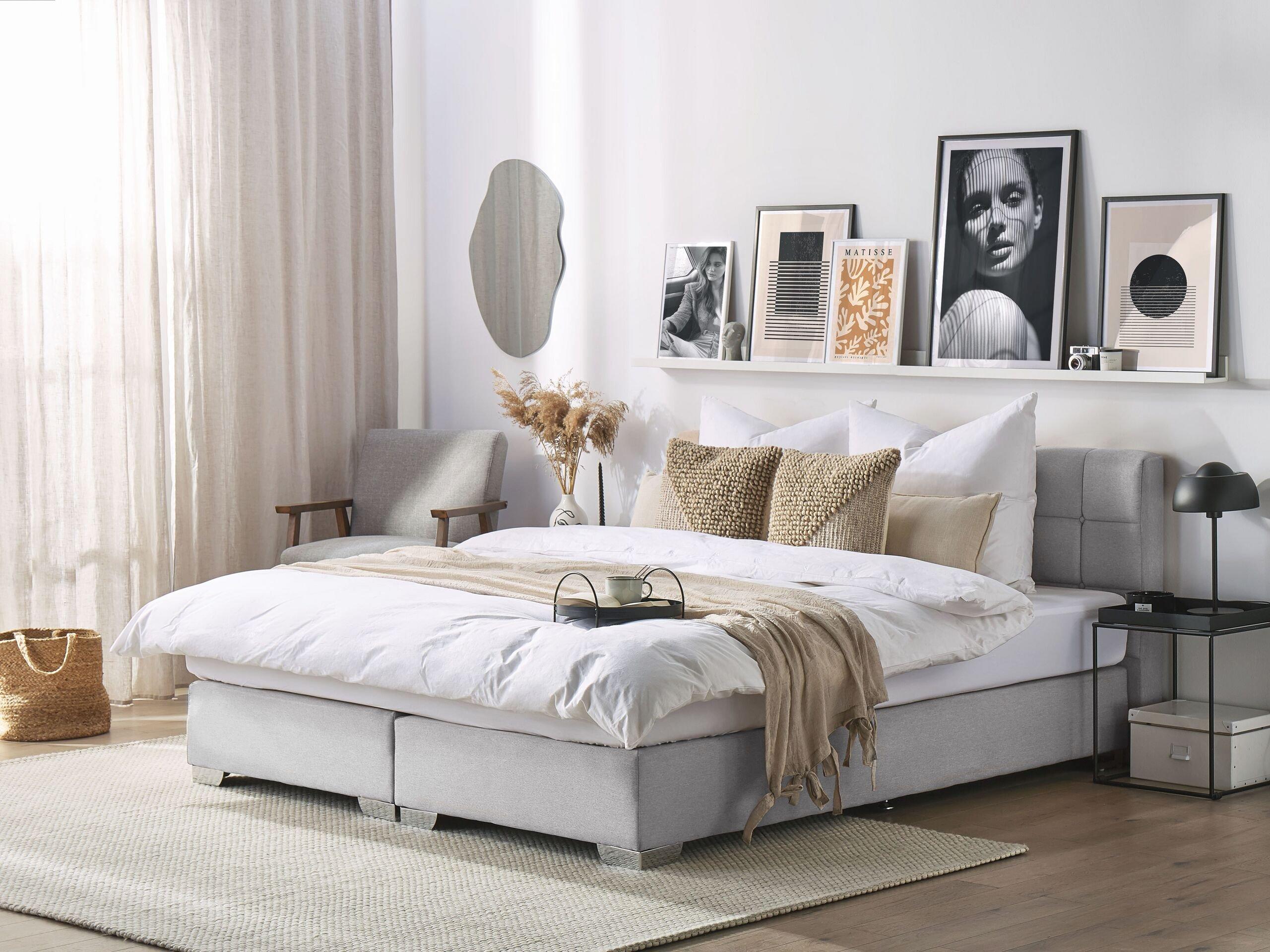 Beliani Lit Boxspring en Polyester Moderne ADMIRAL  