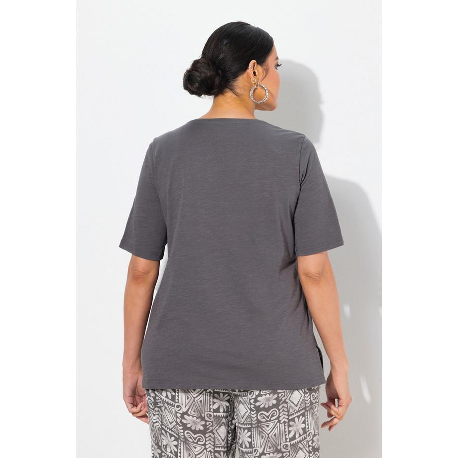 Ulla Popken Classic Kaktus Print Rundhals Halbarm T-Shirt  