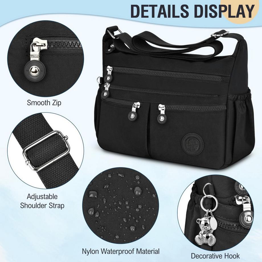 Only-bags.store Wasserdichte Umhängetasche mit vielen Fächern und grosser Kapazität  