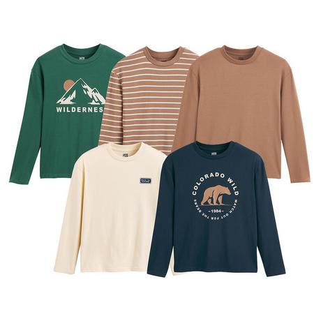 La Redoute Collections  5er-Pack Langarm-Shirts mit rundem Ausschnitt 