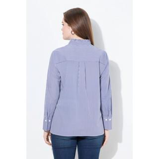 Ulla Popken Camicetta a righe con ruches collo alto scollo a V maniche lunghe  