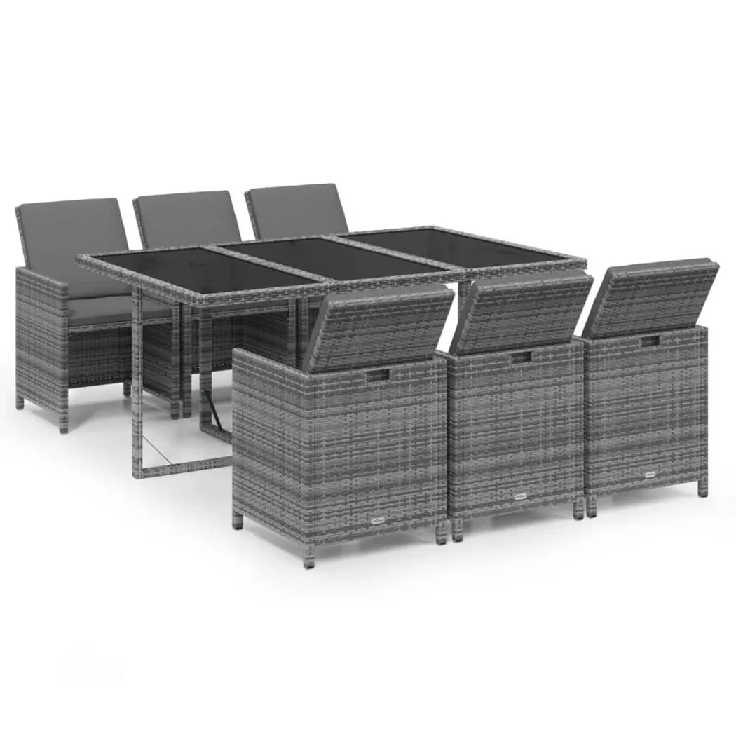 VidaXL - Ensemble à dîner de jardin rotin synthétique, One Size, Gris
