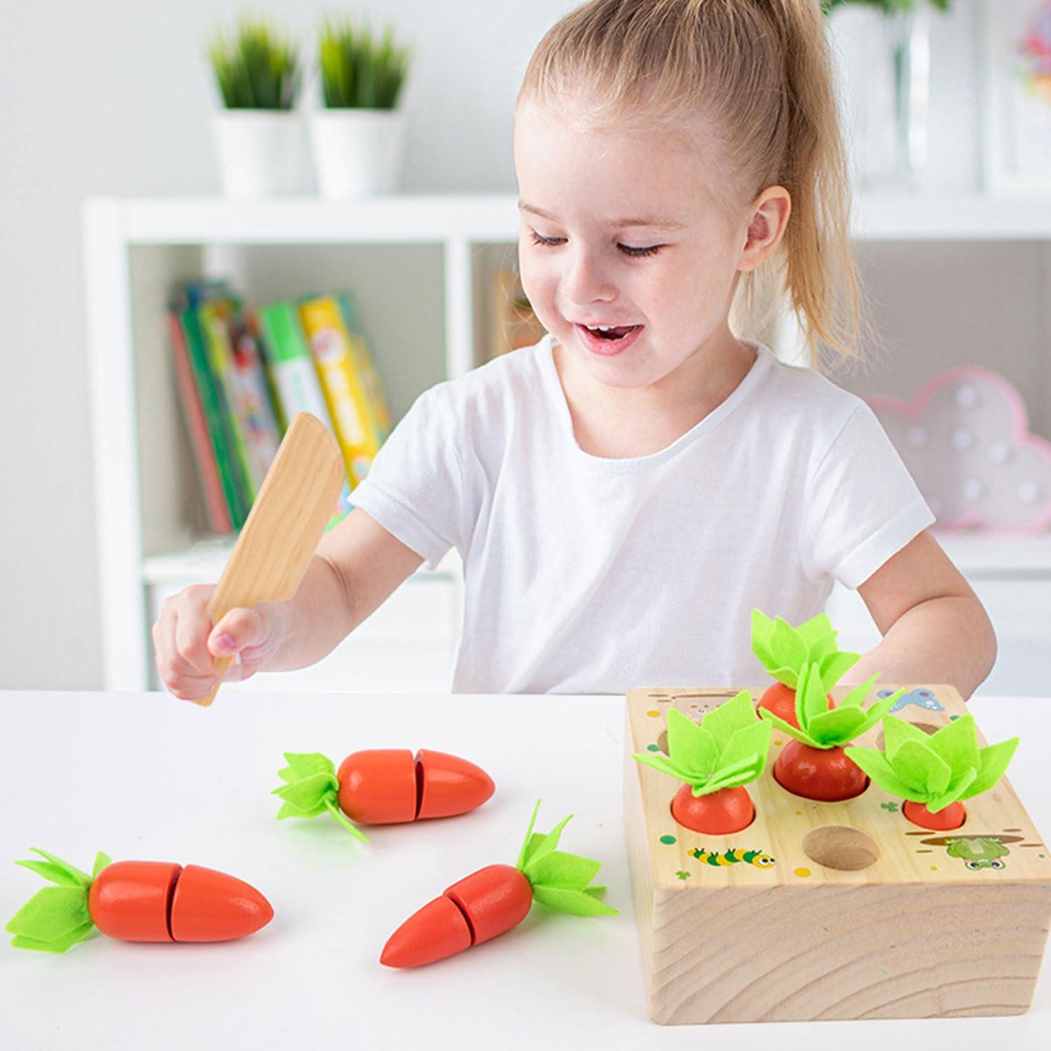 Activity-board  Jouets en bois ,Jouets de motricité pour bébé jeu de tri puzzle en bois jeu de tri récolte de carottes puzzle en bois 