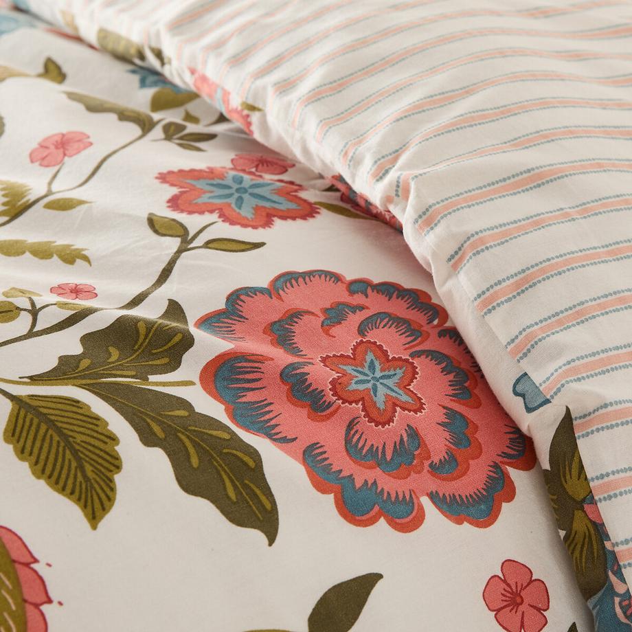 La Redoute Intérieurs Housse de couette en coton lavé fleurs et rayures  